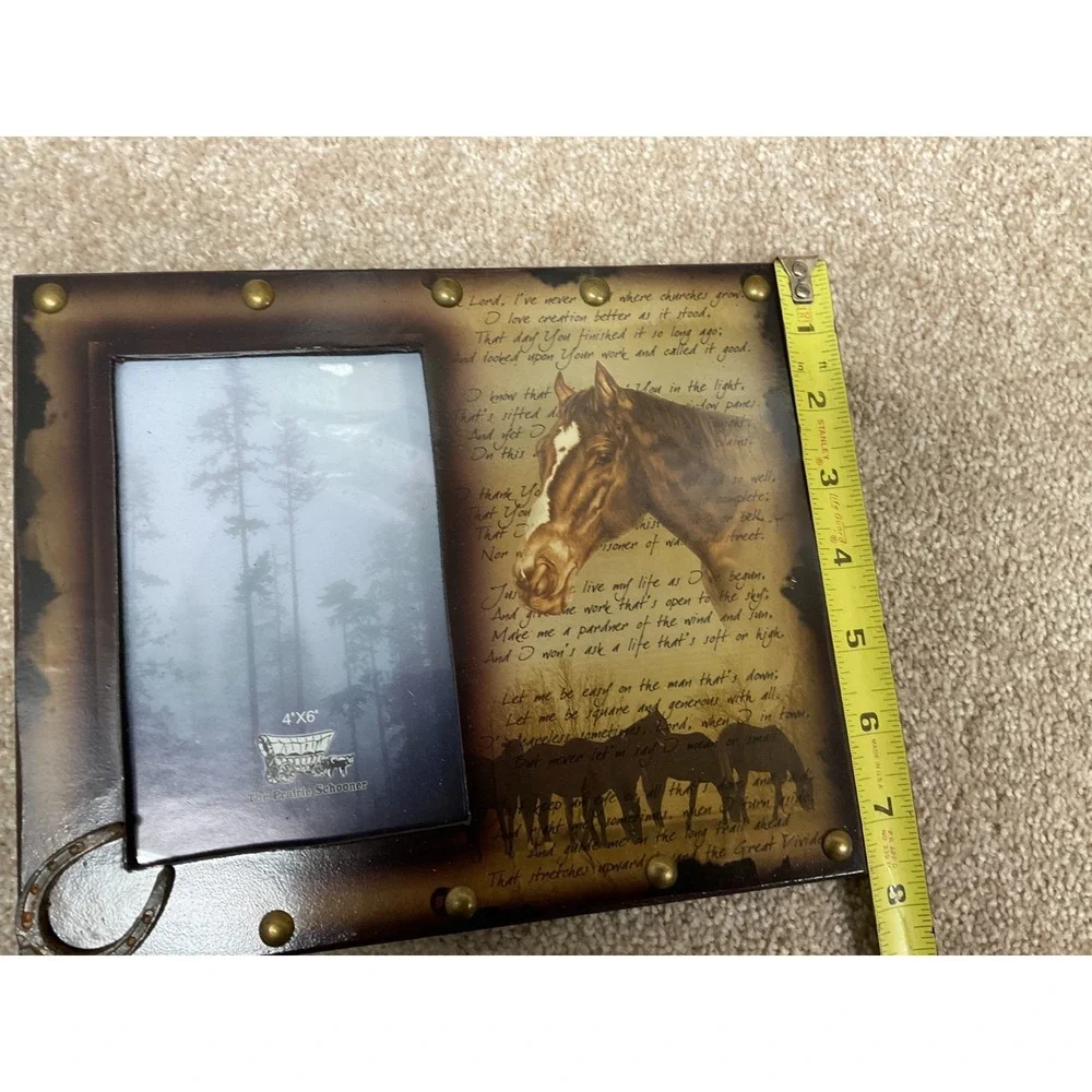 The Prarie Schooner Horse‎ Picture Frame With Prayer Detailed Holds 4x6 Picture